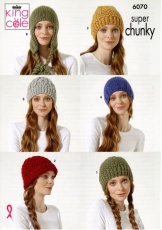 Knitting Pattern - King Cole 6070 - Celestial Super Chunky - Ladies Hats